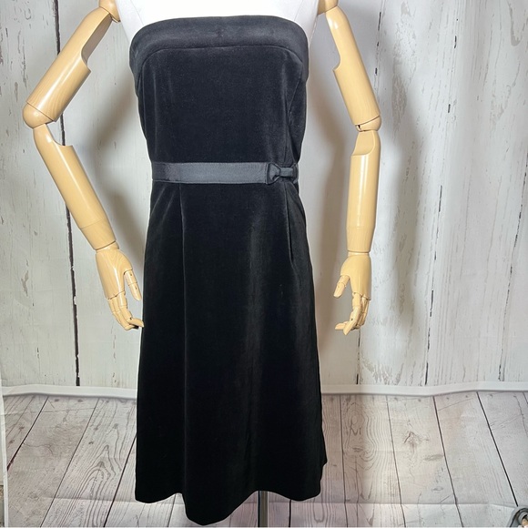 NEW NWT J. Crew Black Velvet Bow Strapless Fitted Cocktail Party Dress Size 6 - Picture 3 of 16